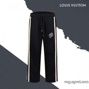 LVルイ・ヴィトンのアルファベットラベル刺繍サイドリボンストレートパンツ