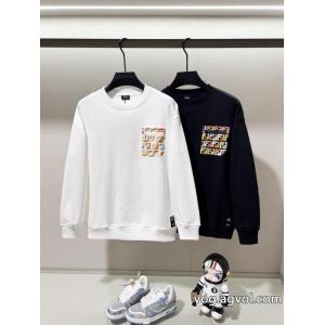 FENDI高品質七色F字母LOGO小標刺繍純綿丸首衛衣