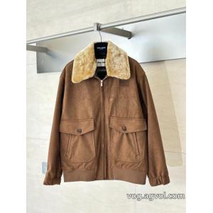 miumiu 25新型ウールネックジッパー刺繍コットンコート
