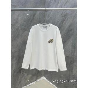 Moncler秋冬新作ダブルロゴ立体刺繍ロゴ丸首長袖Tシャツ
