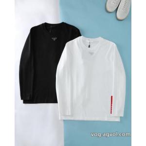 プラダ秋冬新作厚手蘭精モダール綿長袖Tシャツ