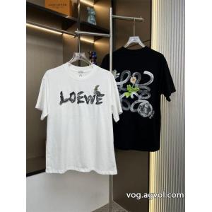 LOEWEロエベ2026 ss新作人工手描き柄カップルカジュアル半袖Tシャツ
