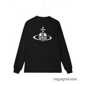 Vivienne westwood/2026秋冬新作凹凸刺繍アルファベット月の宇宙ステーション長袖Tシャツ