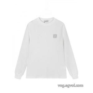 LOEWE/ロエベ立体エンベロープ万針刺繍アルファベットロゴヘッダー丸首長袖Tシャツ