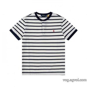 Ralph Lauren 4色スタンドカラー胸開き半袖Tシャツ