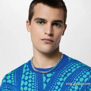 LVルイヴィトン竹節ブルーのパッチワークネックレスセット