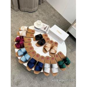 Chloe'2026最新夏モデルベルベットに3 D立体電気刺繍スリッパ