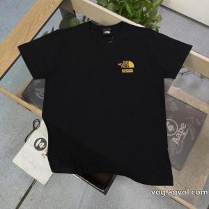 Supreme新型連名北面TNFクラシックゴールドアルファベット丸首半袖Tシャツ