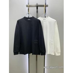 miumiu25ss秋の新作トレードオーダー丸首長袖タイツ長袖Tシャツ