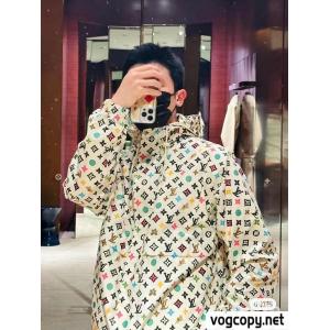 LOUIS VUITTON-lv連名老花彩色連帽突撃コート