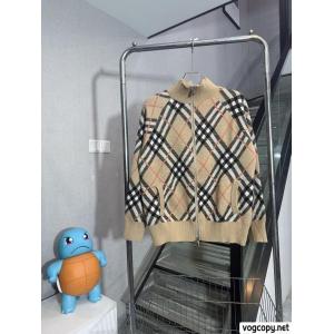 BURBERRY-バーバリー定番チェックストライプウールカーディガンコート