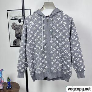 LOUIS VUITTON新作フルプリントロゴジャカードウール混紡ジッパーニットカーディガン
