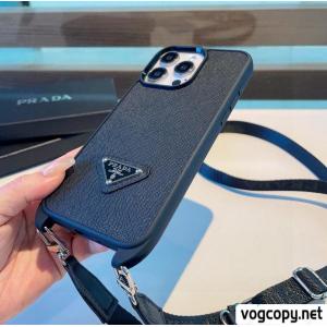 PRADA斜め掛け携帯ケース金属ロゴクロスレザーソフトエッジ全バッグ