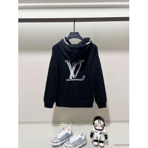 LOUISVUITTON前後刺繍アルファベットLOGOロゴ着用紐キャップパーカー