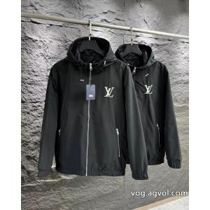 Louis Vuitton両面Logoフルプリント暗紋キャップコート突撃着