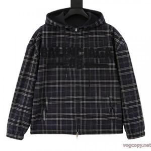 Balenciagaチェックシールアルファベットジッパーコート