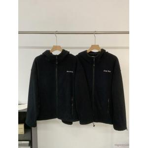 Miu Miu2026新アルファベット刺繍ロゴツイードファスナーコート