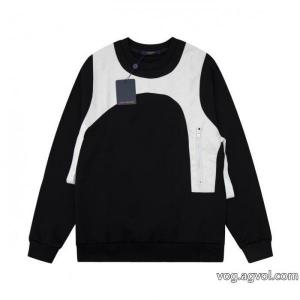 LOUIS VUITTON高品質クラシック革ベストパッチワークラウンドネックパーカー男女同型