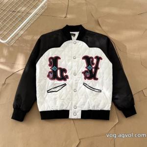 LOUIS VUITTONひし形布刺繍工芸衝突色野球服コート