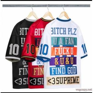 Supreme SS 26 WEEK 1 Find GodフットボールJersey刺繍アップリケメッシュシルクのユニホーム男...