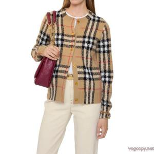 バーバリー（Burberry）クララのチェック柄ニットカーディガンコート