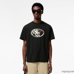 Burberryバーバリー2026高品質チェック柄騎士印刺繍半袖Tシャツ